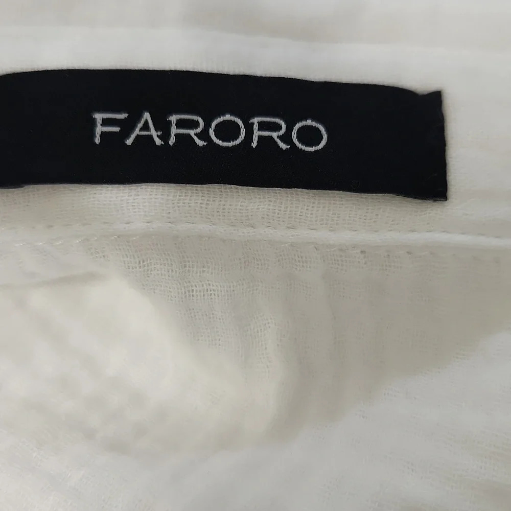 Faroro White Button Down Top High Low Lightweight Summer Blouse - Picture 11 of 12